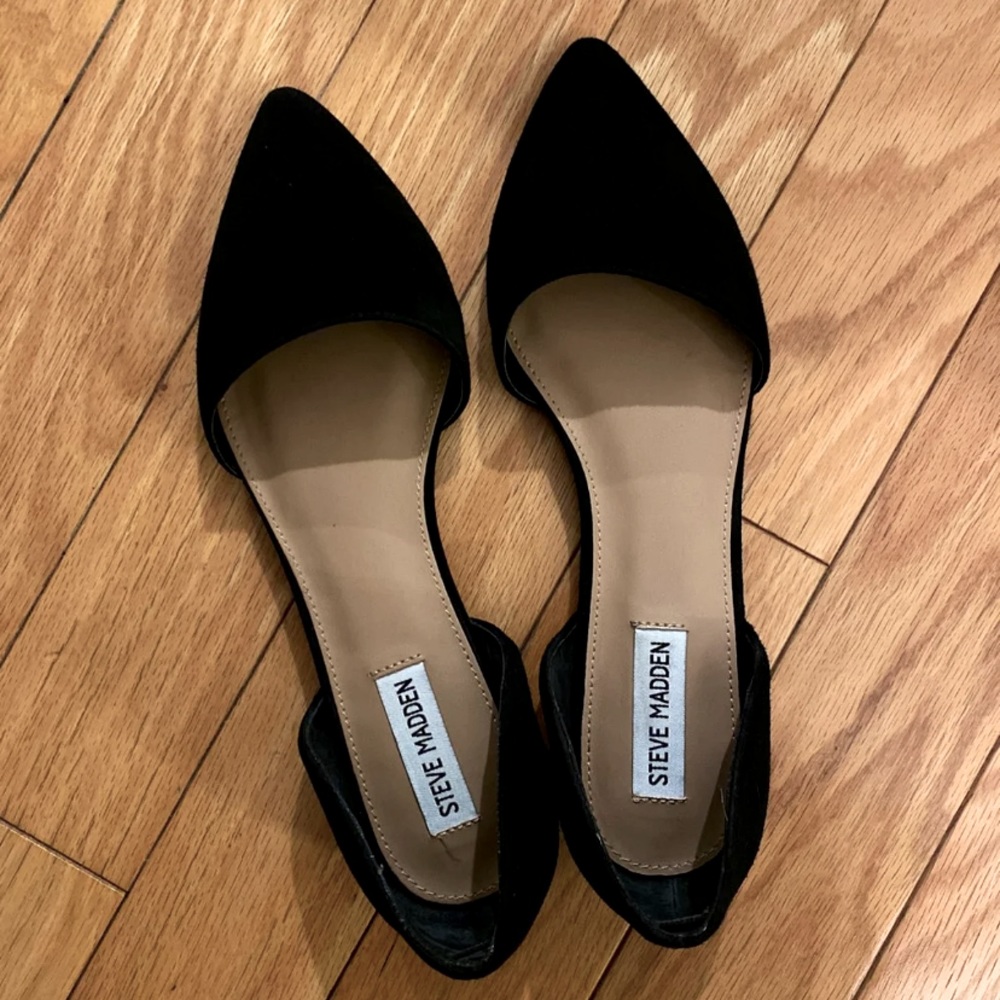 Brand New Steve Madden Black Suede Flats